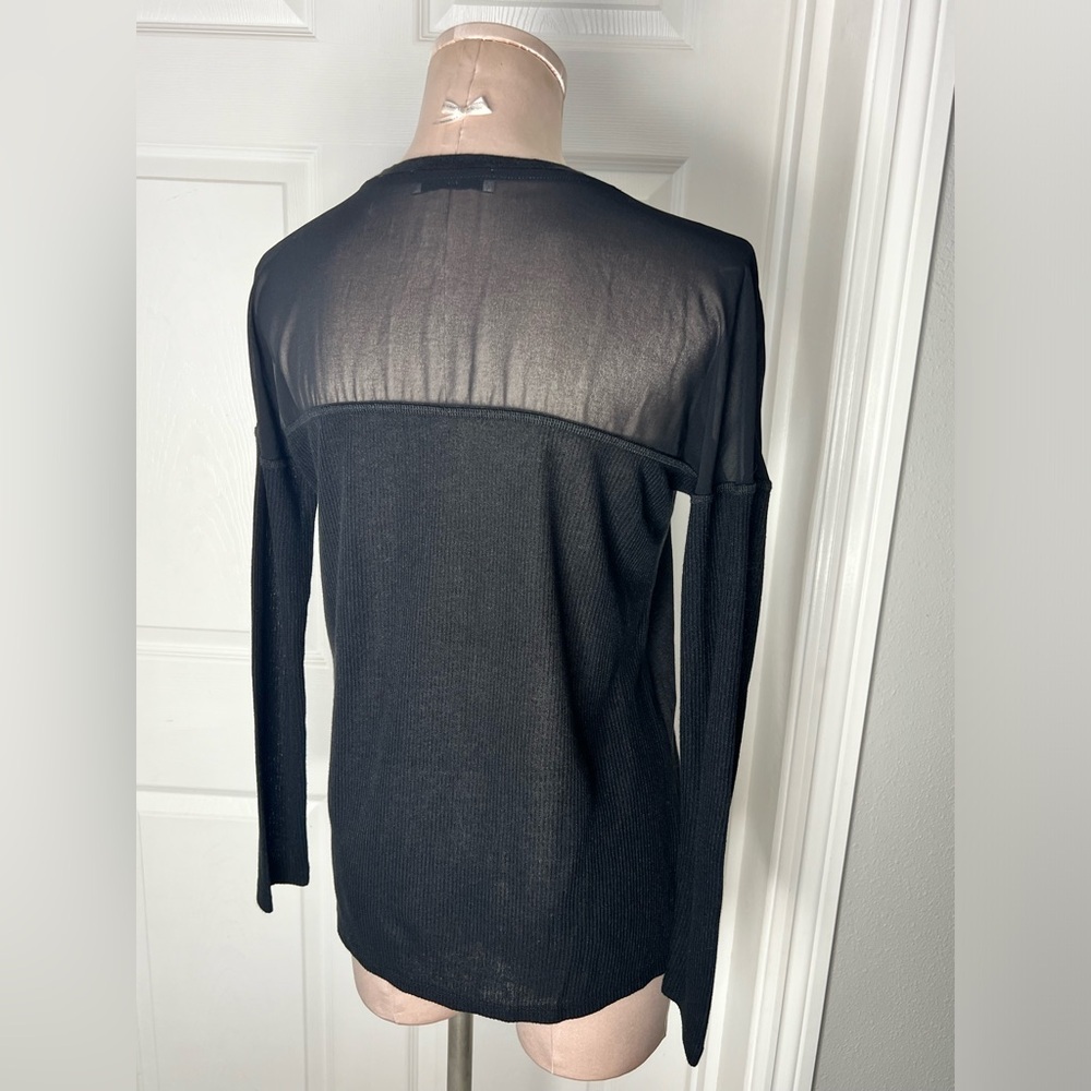 Sandro Paris Sheer Panel Black Blouse Sz1 - Picture 3 of 10